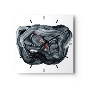 Reloj de pared - Reloj de vidrio - Composición abstracta en tonos de gris - 30x30cm - No es tan sencillo - Decoración de pared moderna para salón y dormitorio ARTTOR