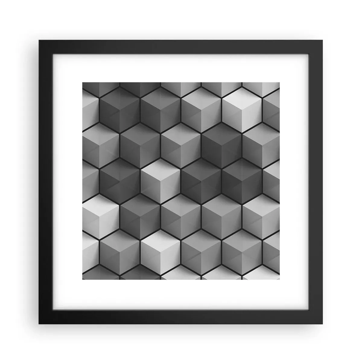 Póster en marco negro - Rompecabezas cubista - 30x30 cm