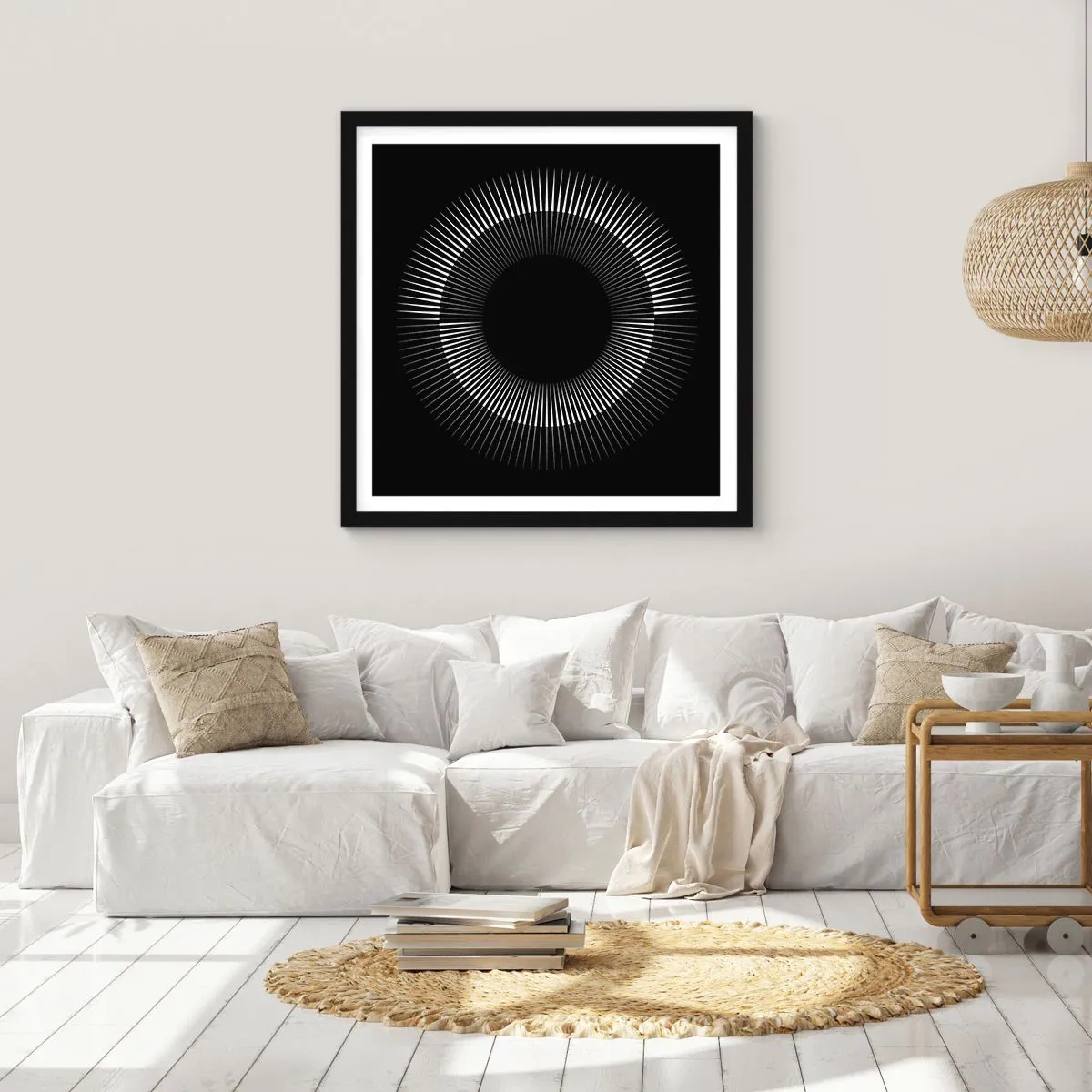 Póster en marco negro - Sol negro - 30x30 cm