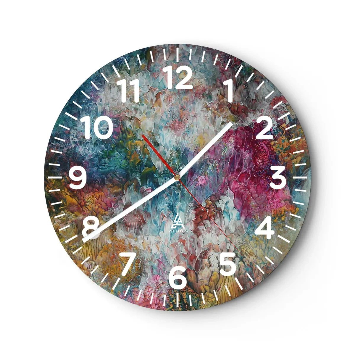 Reloj de pared - Reloj de vidrio - En plena floración - 40x40 cm