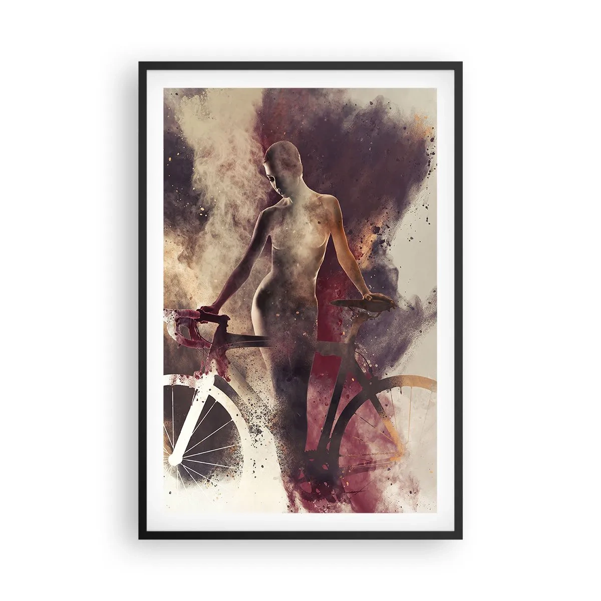 Póster en marco negro - En las formas de mármol un alma ciclista - 61x91 cm