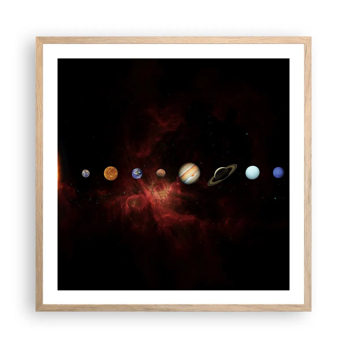 Póster en marco roble claro - Nuestro barrio - 60x60 cm