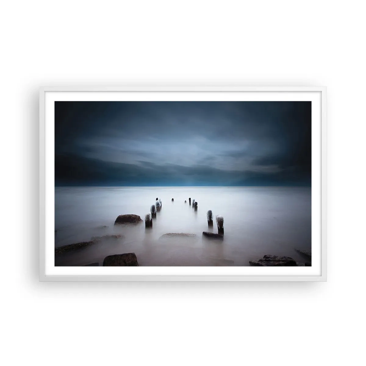 Póster en marco blanco - El lago del pensamiento - 91x61 cm