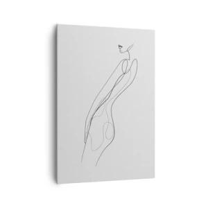 Cuadro sobre lienzo - Impresión de Imagen - Una línea minimalista que muestra una silueta sobre un fondo claro. - 70x100cm - Apenas una promesa - Decoración de pared moderna para salón y dormitorio ARTTOR