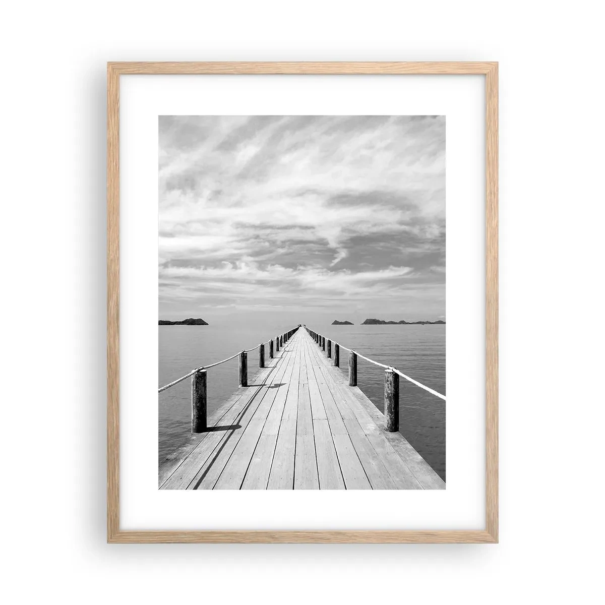 Póster en marco roble claro - Hora de viajar - 40x50 cm