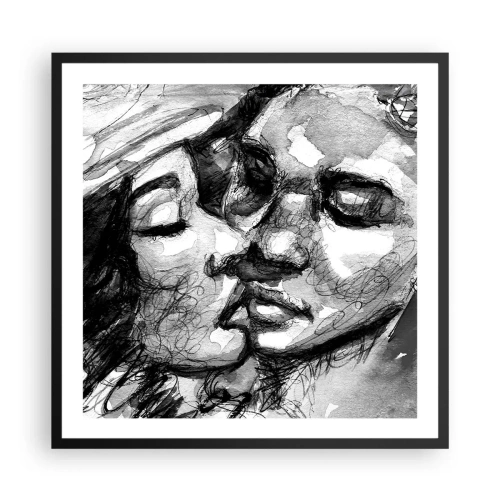 Póster en marco negro - Un momento tierno - 60x60 cm