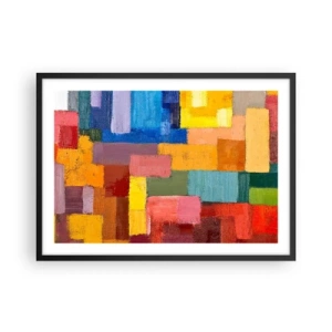 Póster en marco negro - Rectángulos abstractos coloridos en diferentes tonos. - 70x50cm - Cada una diferente, todas coloridas - Decoración de pared moderna para salón y dormitorio ARTTOR