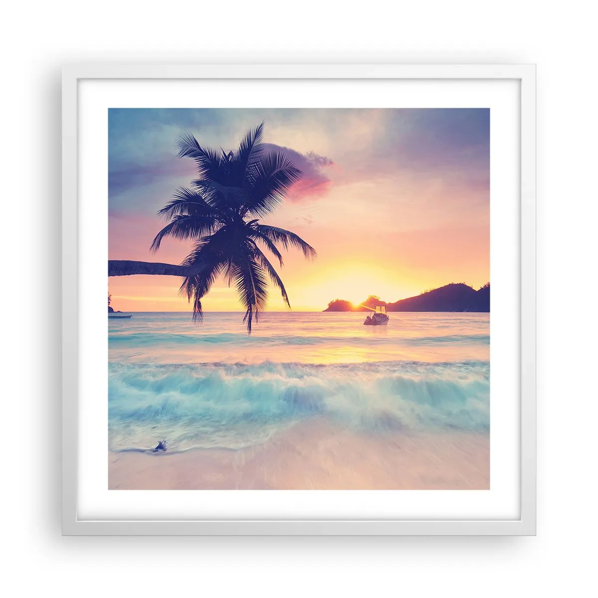 Póster en marco blanco - Atardecer en la bahía - 50x50 cm