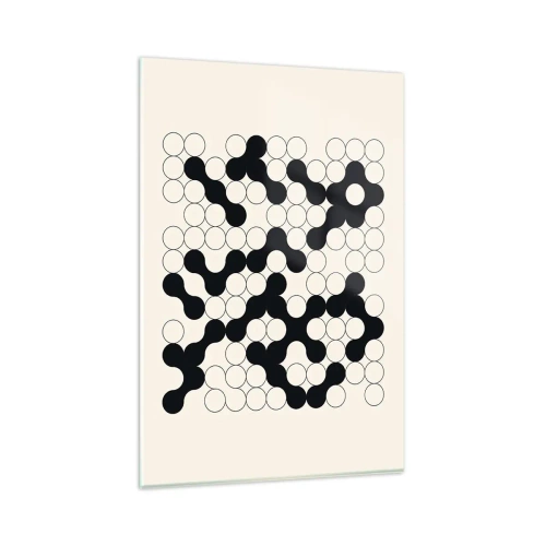 Cuadro sobre vidrio - Impresiones sobre Vidrio - Patrones en blanco y negro con círculos sobre un fondo claro. - 80x120cm - Juego chino - una variación - Decoración de pared moderna para salón y dormitorio ARTTOR
