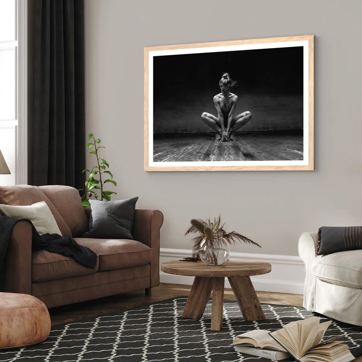 Póster en marco roble claro - Concentración de energía del baile - 70x50 cm