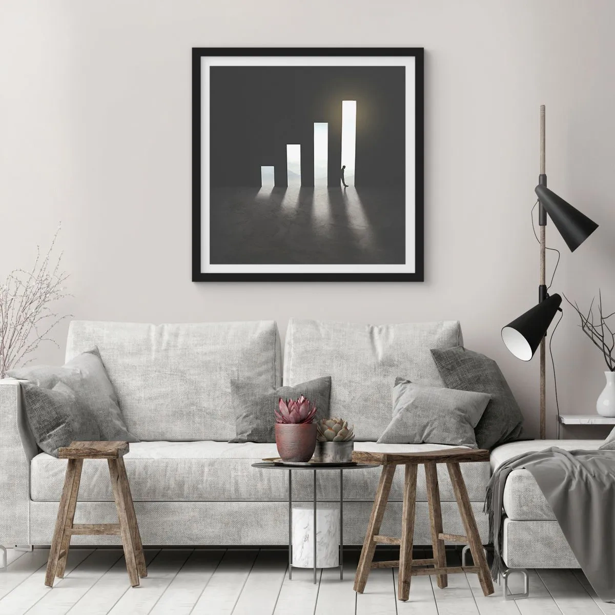 Póster en marco negro - El camino del éxito - 30x30 cm