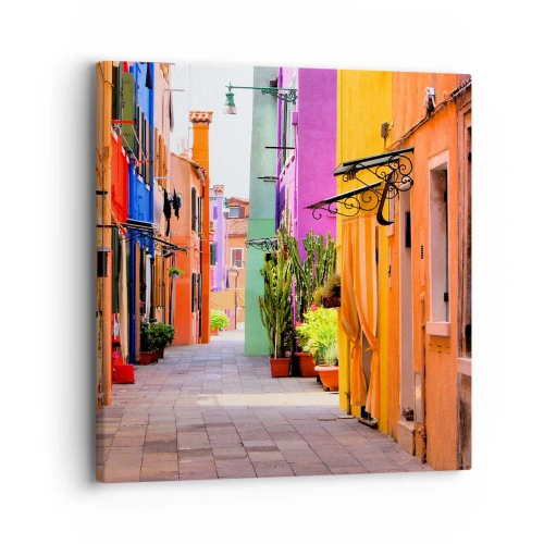 Cuadro sobre lienzo - Impresión de Imagen - El callejón arco iris - 30x30 cm
