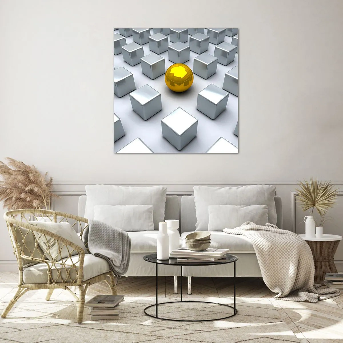 Cuadro sobre vidrio - Impresiones sobre Vidrio - ¿Por qué yo? Composición geométrica - 60x60 cm