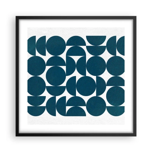 Póster en marco negro - Círculos y semicírculos - 50x50 cm