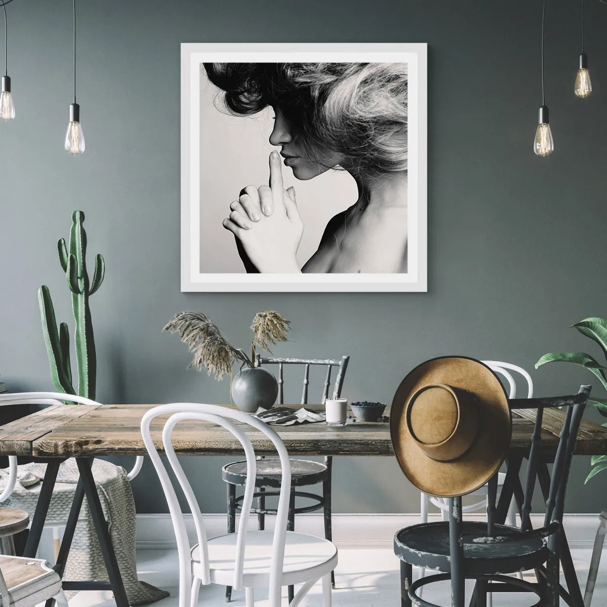 Póster en marco blanco - Escucharme a mí misma - 30x30 cm