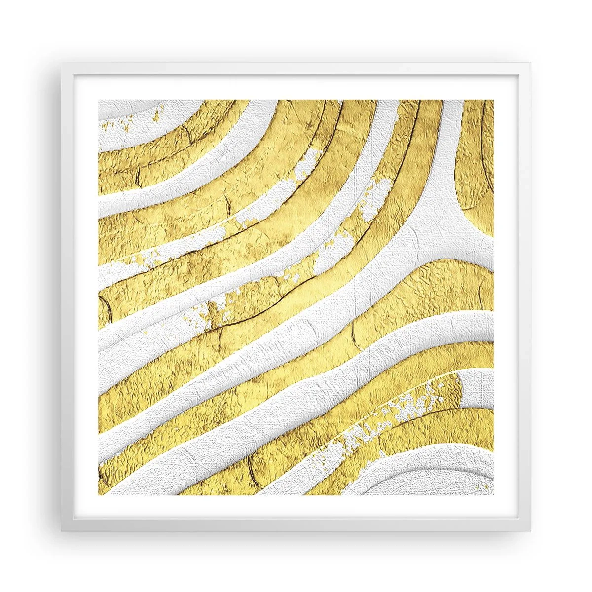 Póster en marco blanco - Una composición en blanco y oro - 60x60 cm