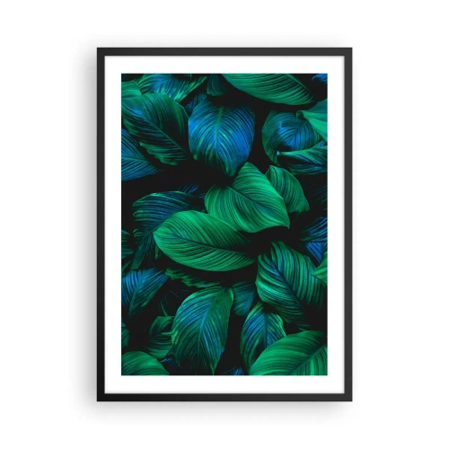 Póster en marco negro - Hojas verdes en tonos intensos - 50x70cm - En la multitud verde - Decoración de pared moderna para salón y dormitorio ARTTOR
