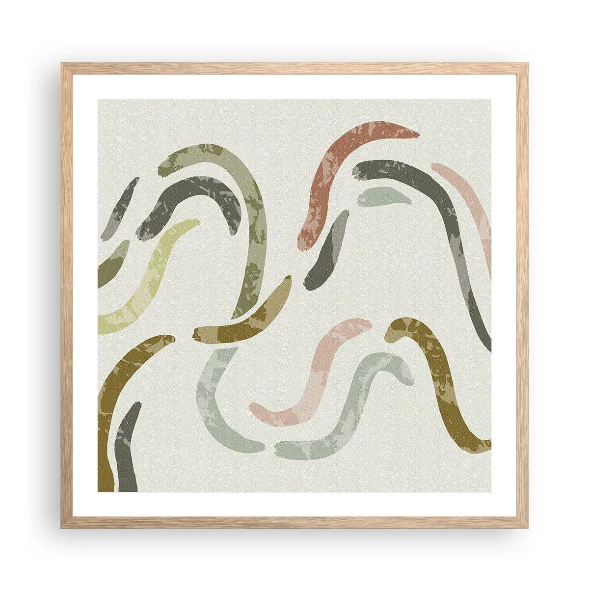 Póster en marco roble claro - La alegre danza de la abstracción - 60x60 cm