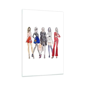 Cuadro sobre vidrio - Impresiones sobre Vidrio - Ilustraciones elegantes de siluetas de moda - 70x100cm - Every week Fashion Week - Decoración de pared moderna para salón y dormitorio ARTTOR