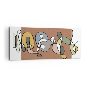 Cuadro sobre lienzo - Impresión de Imagen - Abstracción colorida con manchas y líneas. - 120x50cm - Una abstracción por la que vale la pena sonreír - Decoración de pared moderna para salón y dormitorio ARTTOR