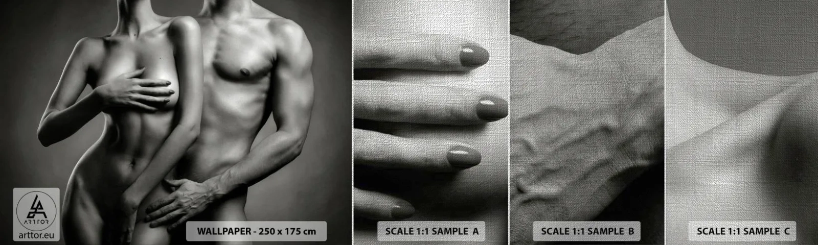 Muestra de fotomural Premium Canvas - Adán y Eva - Mujer, Hombre, Cuerpo - 100x30 cm