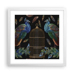 Póster en marco blanco - Con plumajes reales - 40x40 cm