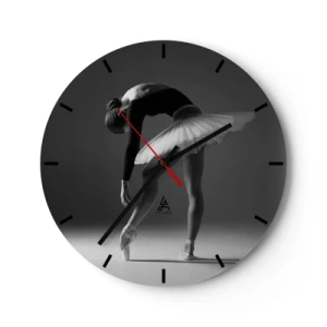 Reloj de pared - Reloj de vidrio - Bailarina en blanco y negro en una pose de danza clásica. - 30x30cm - Bella bailarina - Decoración de pared moderna para salón, cocina y dormitorio ARTTOR