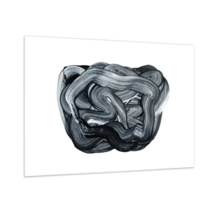 Cuadro sobre vidrio - Impresiones sobre Vidrio - Abstracción de pinceladas en blanco y negro - 100x70cm - No es tan sencillo - Decoración de pared moderna para salón y dormitorio ARTTOR