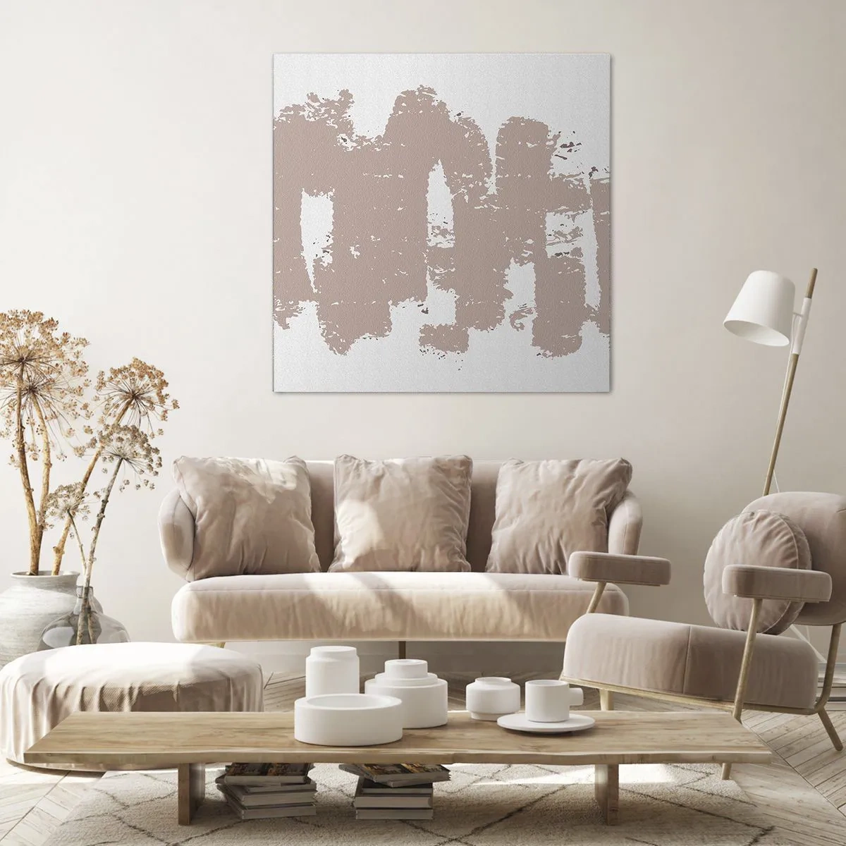 Cuadro sobre lienzo - Impresión de Imagen - Abstracción en rosa suave - 40x40 cm