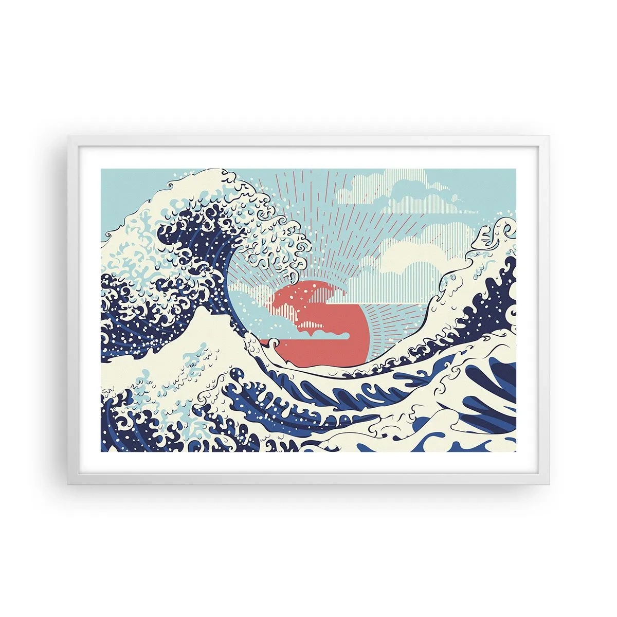 Póster en marco blanco - De inspiración japonesa - 70x50 cm