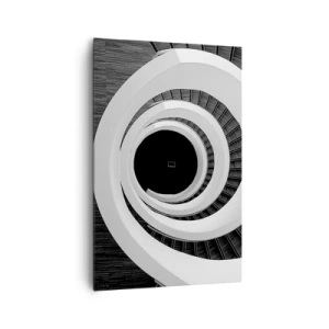 Cuadro sobre lienzo - Impresión de Imagen - Escalera de caracol en blanco y negro de estilo moderno. - 80x120cm - Hacia el origen - Decoración de pared moderna para salón y dormitorio ARTTOR