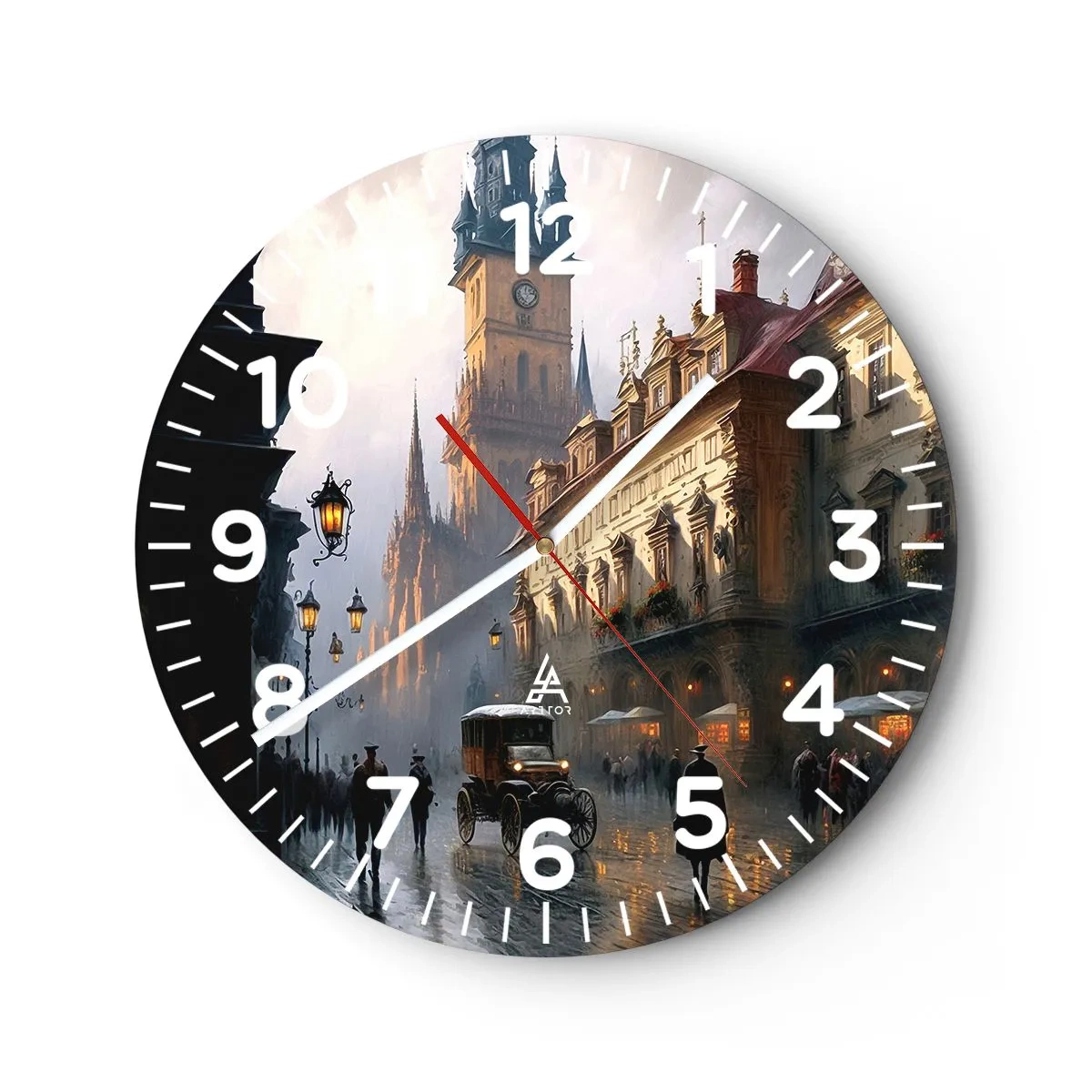 Reloj de pared - Reloj de vidrio - La magia de una noche de Praga - 30x30 cm