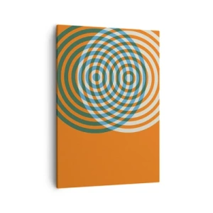 Cuadro sobre lienzo - Impresión de Imagen - Círculos concéntricos sobre un fondo naranja - 50x70cm - Círculos y abstracción - Decoración de pared moderna para salón y dormitorio ARTTOR