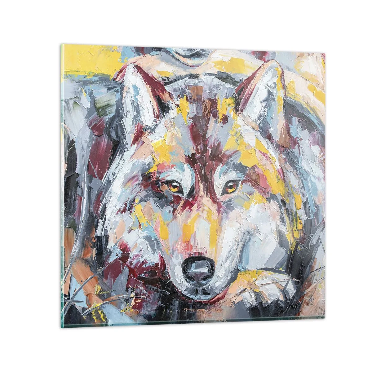 Cuadro sobre vidrio - Impresiones sobre Vidrio - Pinceladas de lobo - 30x30 cm