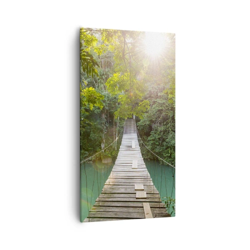 Cuadro sobre lienzo - Impresión de Imagen - Sobre el agua azul hacia el bosque - 55x100 cm