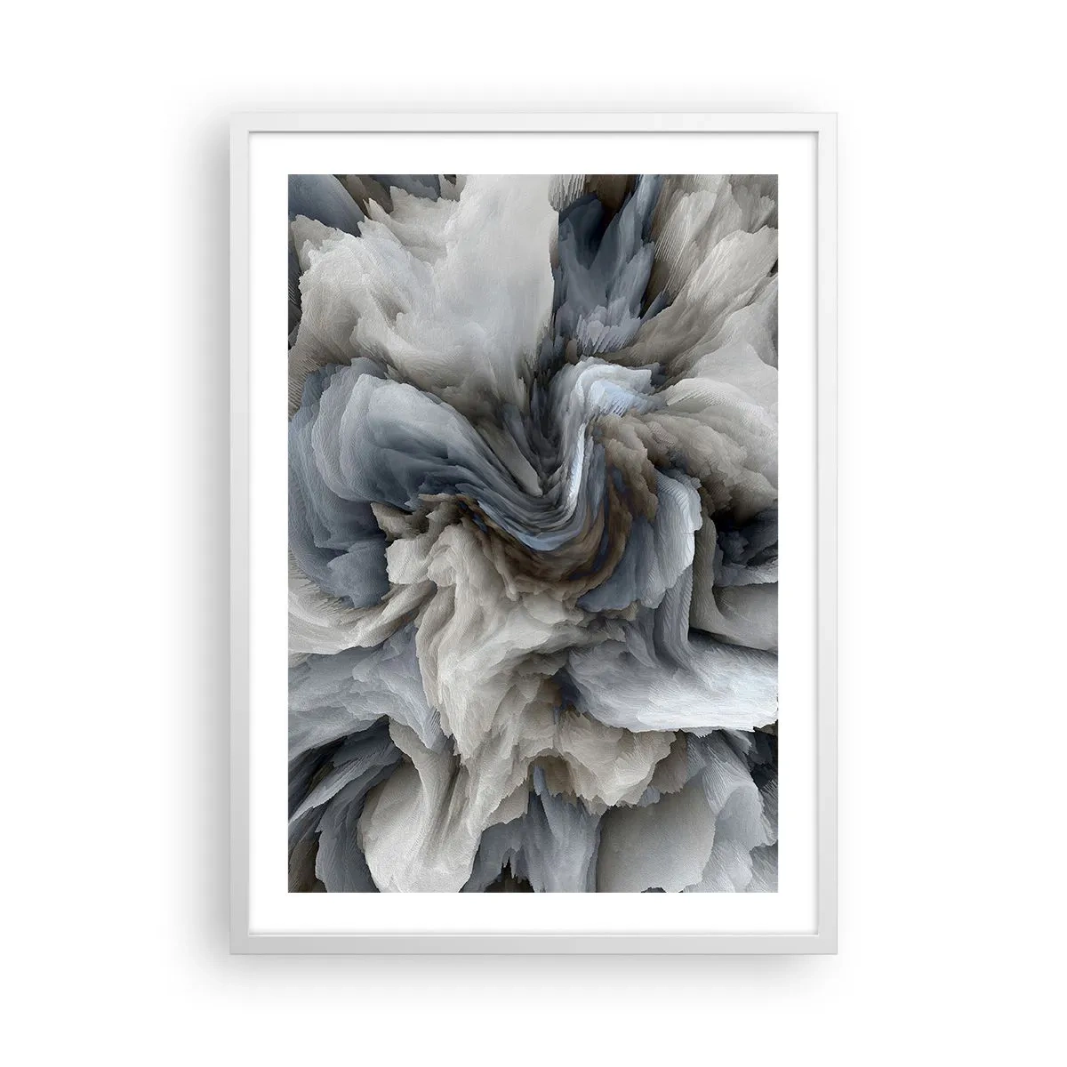 Póster en marco blanco - Piedra y flor - 50x70 cm