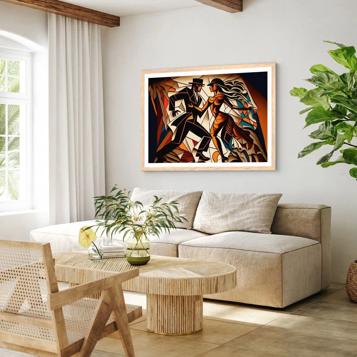 Póster en marco roble claro - Danza de pasión - 100x70 cm