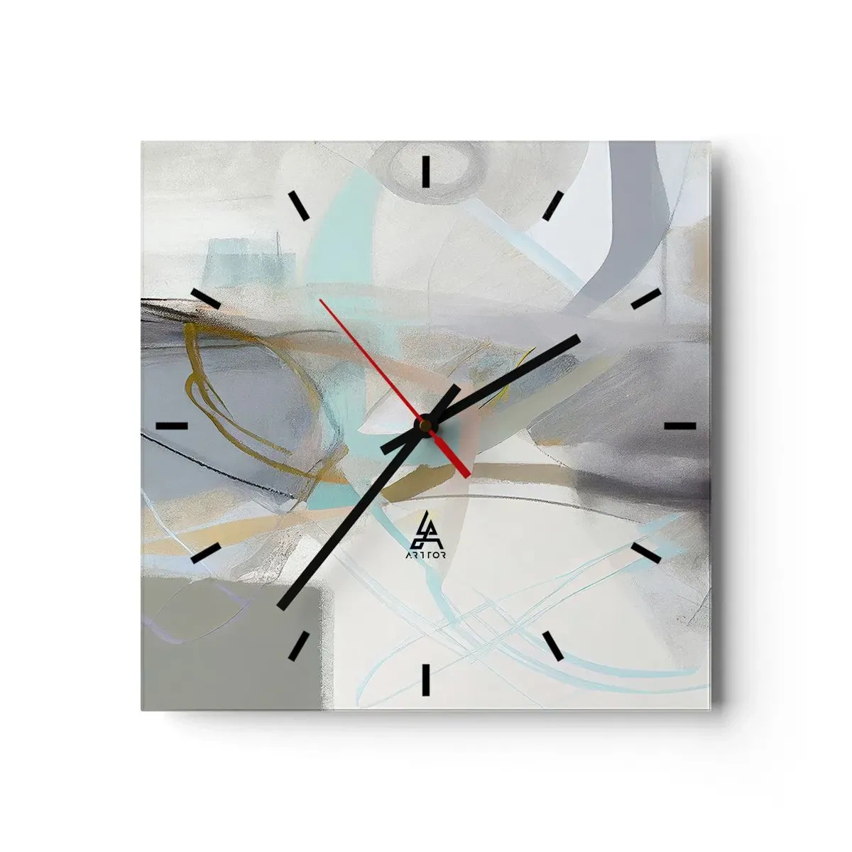 Reloj de pared - Reloj de vidrio - Abstracción brumosa - 40x40 cm