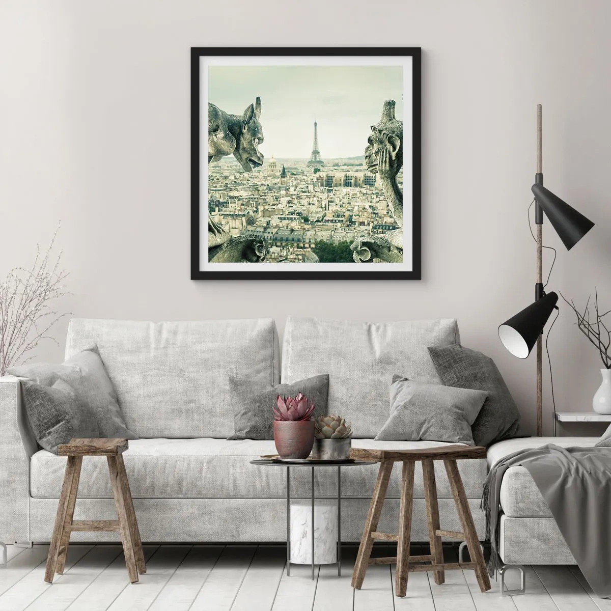 Póster en marco negro - Charlas parisinas - 60x60 cm