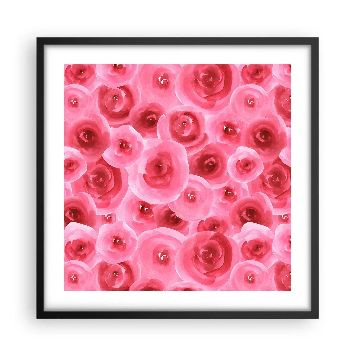 Póster en marco negro - Rosas abajo y arriba - 50x50 cm