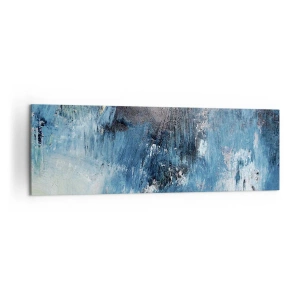 Cuadro sobre lienzo - Impresión de Imagen - Pinceladas abstractas en tonos azules - 160x50cm - Rapsodia celeste - Decoración de pared moderna para salón y dormitorio ARTTOR