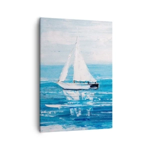 Cuadro sobre lienzo - Impresión de Imagen - Yates en el mar azul en estilo artístico. - 50x70cm - Con un amigo a tu lado - Decoración de pared moderna para salón y dormitorio ARTTOR