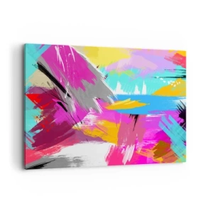 Cuadro sobre lienzo - Impresión de Imagen - Abstracción dinámica en colores intensos - 120x80cm - Abstracción colorida - Decoración de pared moderna para salón y dormitorio ARTTOR