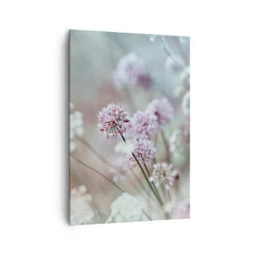 Cuadro sobre lienzo - Impresión de Imagen - Delicadas flores en tonos pastel. - 70x100cm - Dulces filigranas de hierbas - Decoración de pared moderna para salón y dormitorio ARTTOR