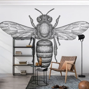 Fotomural Premium Sand - Retrato de insecto - Abeja, Insecto, minimalista - 350x256 cm