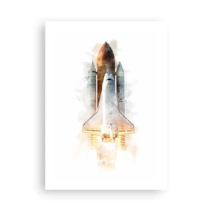 Póster - Transbordador espacial estilo acuarela despegando - 50x70cm - El comienzo de la exploración - Decoración de pared moderna para salón y dormitorio ARTTOR