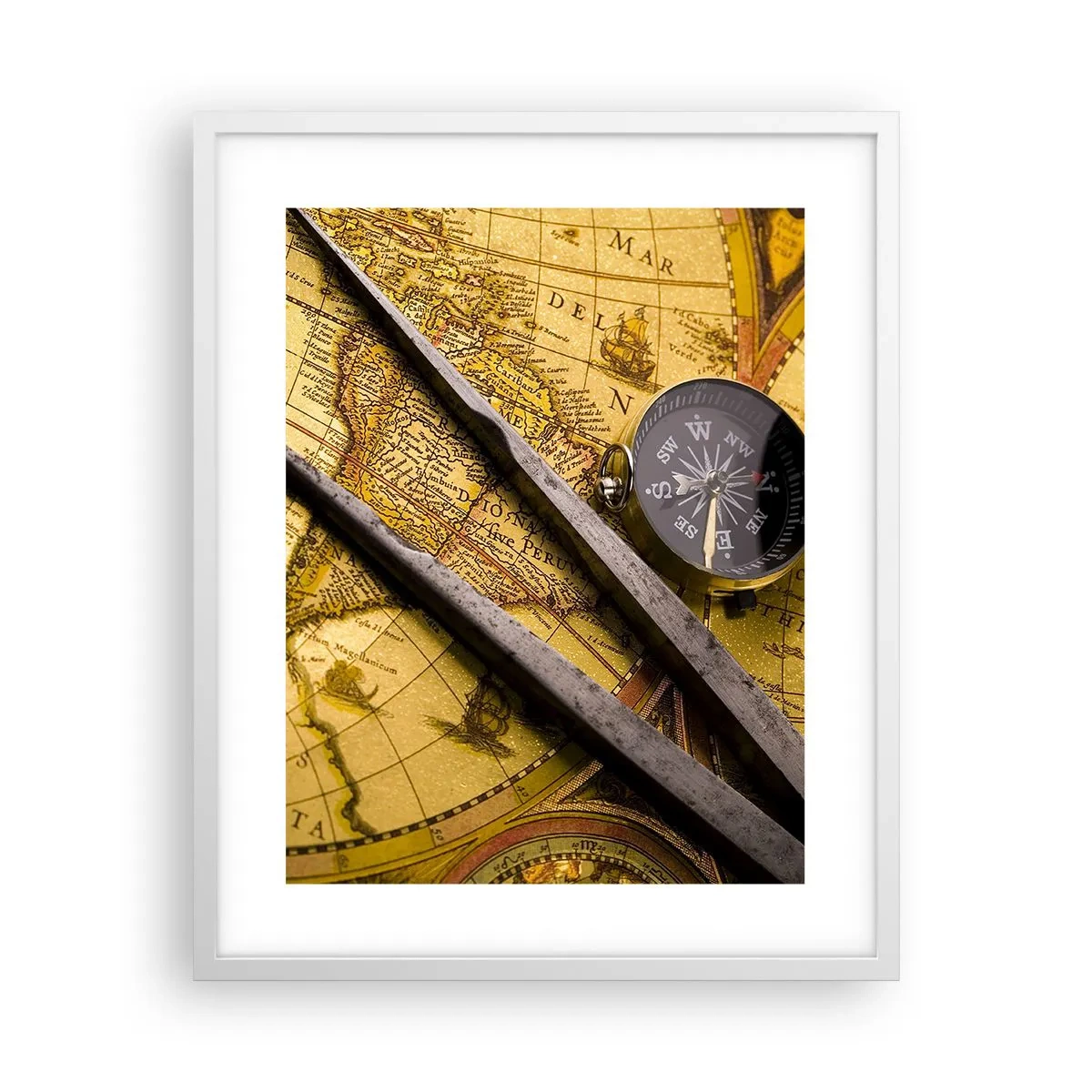 Póster en marco blanco - ¿Dónde están los tesoros? - 40x50 cm