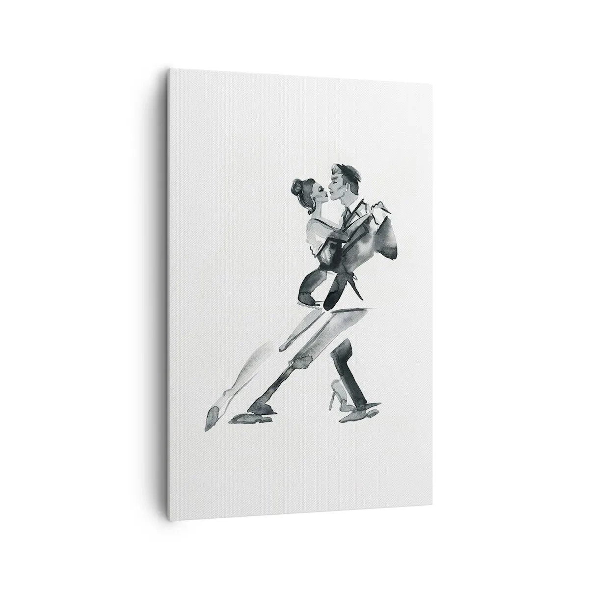 Cuadro sobre lienzo - Impresión de Imagen - Una ilustración sutil de una pareja bailando en un estilo monocromático. - 80x120cm - Todos al son de la música - Decoración de pared moderna para salón y dormitorio ARTTOR