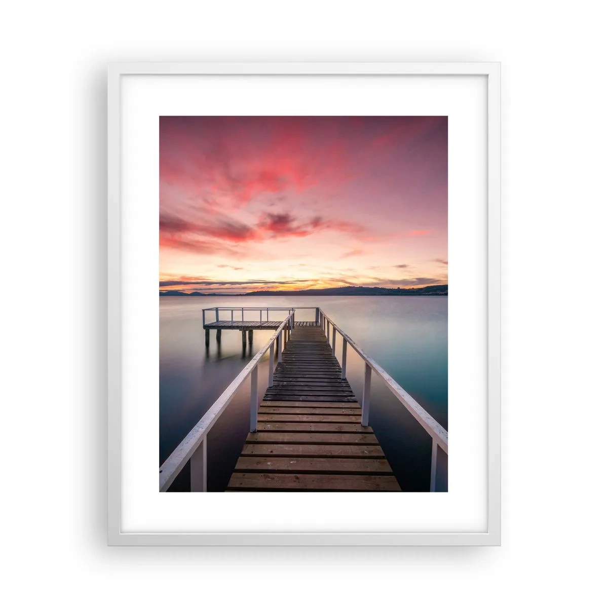 Póster en marco blanco - La suave llama del atardecer - 40x50 cm