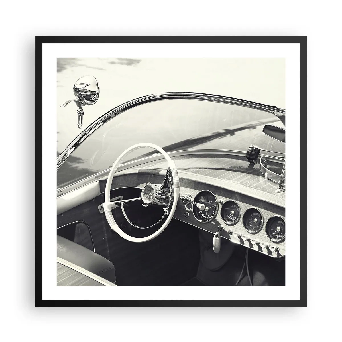 Póster en marco negro - Tiempo para los ricos - 60x60 cm